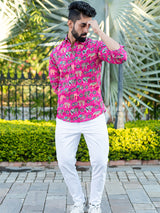 Pink Elephant Paisley Printed Full Sleeves Cotton Shirt