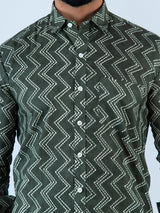 Mud Chevron Printed Full Sleeves Cotton Shirt