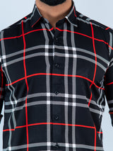 Black Checks Crepe Full Sleeves Shirt For Men