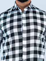 black and white check shirt for men