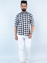 black and white check shirt for men