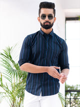 Black Stripes Full Sleeves Cotton Shirt