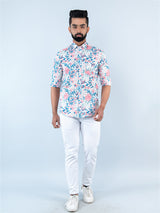 Pink Floral Full Sleeves Cotton Printed Shirt