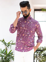 Purple Chintz Full Sleeves Cotton Printed Shirt