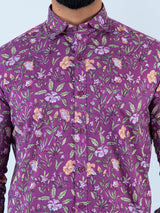 Purple Chintz Full Sleeves Cotton Printed Shirt