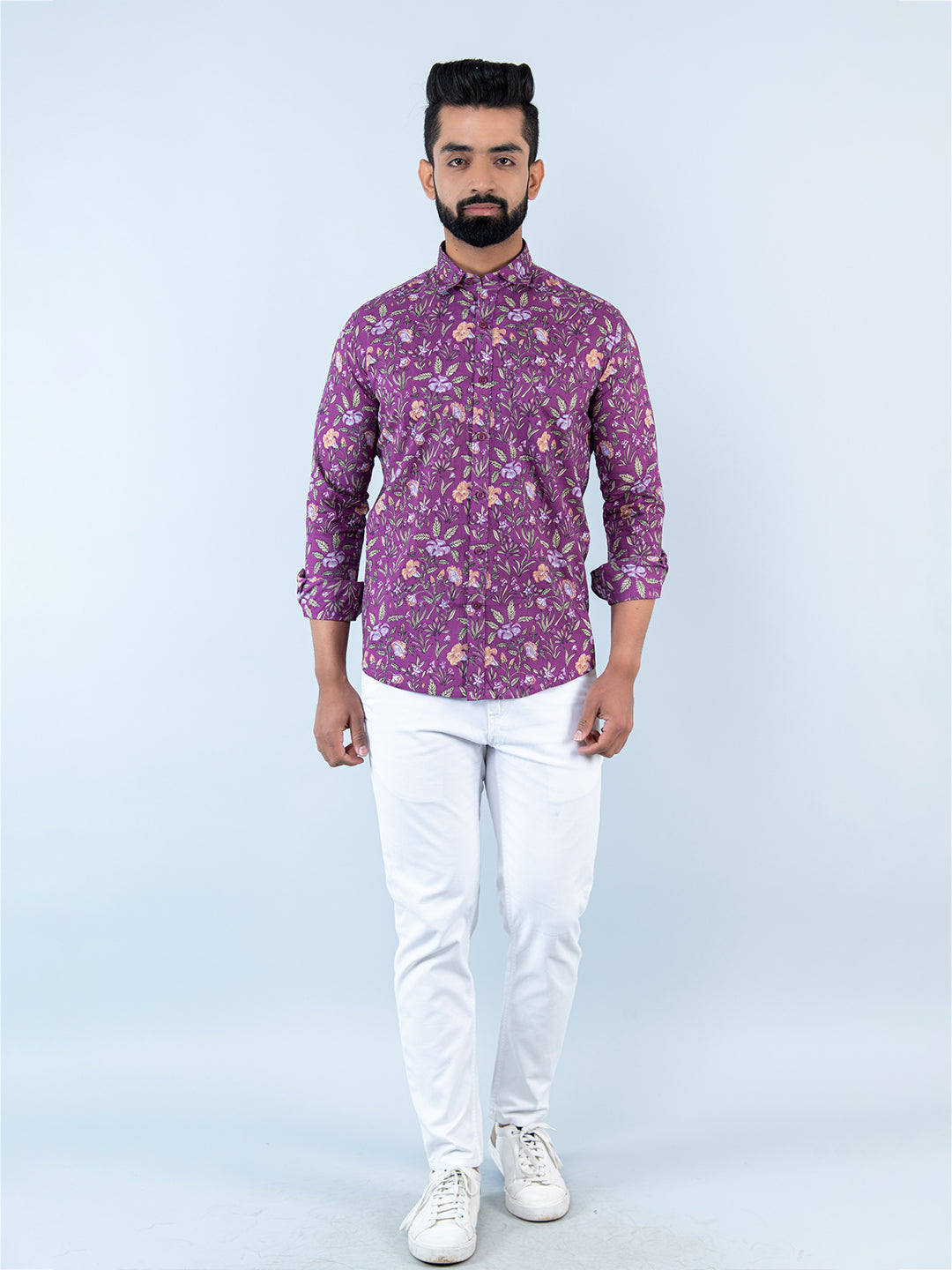 Purple Chintz Full Sleeves Cotton Printed Shirt