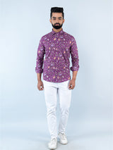 Purple Chintz Full Sleeves Cotton Printed Shirt