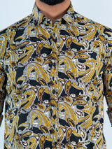 Black Paisley Full Sleeves Crepe Printed Shirt