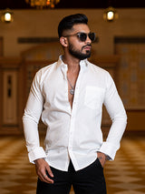 White Full Sleeves Cotton Shirt