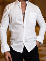 White Full Sleeves Cotton Shirt