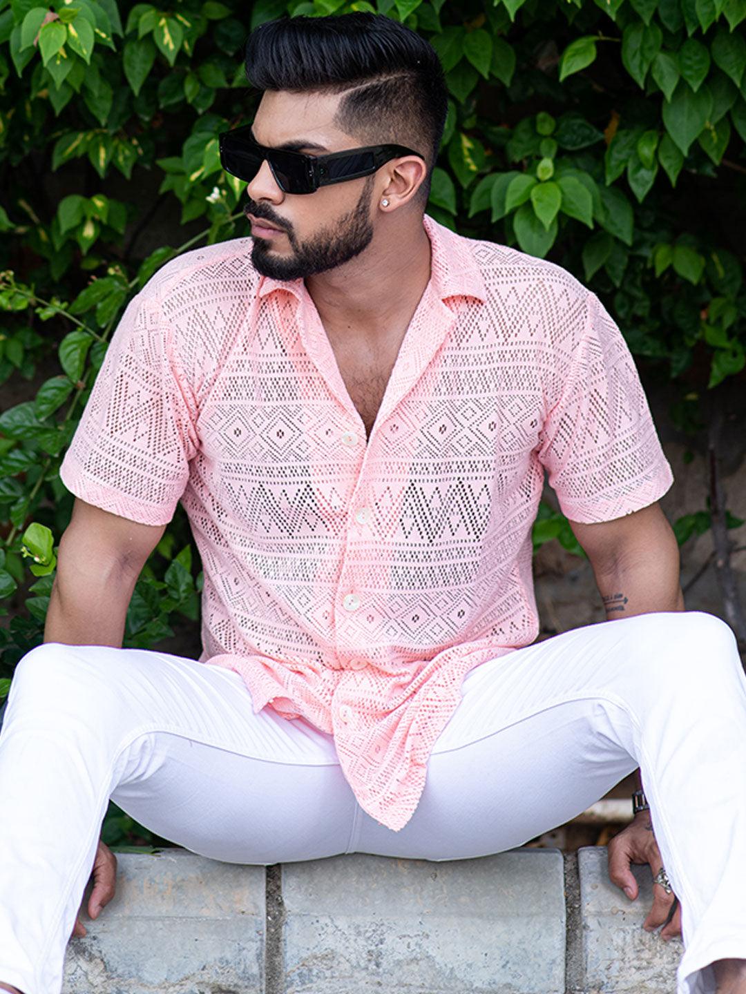 pink printed shirt