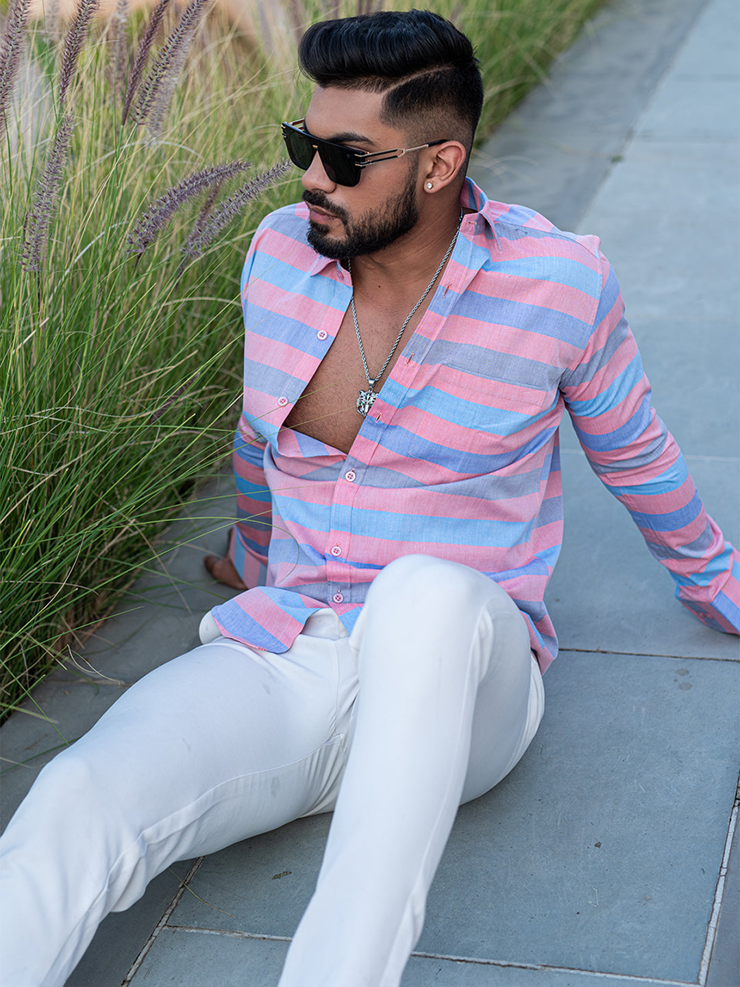 Multi Striped Full Sleeves Giza Cotton Shirt