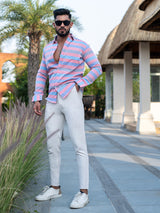 Multi Striped Full Sleeves Giza Cotton Shirt