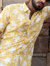 Yellow Chintz Printed Half Sleeves Cotton Shirt