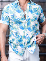 Multi Floral Printed Half Sleeves Crepe Shirt