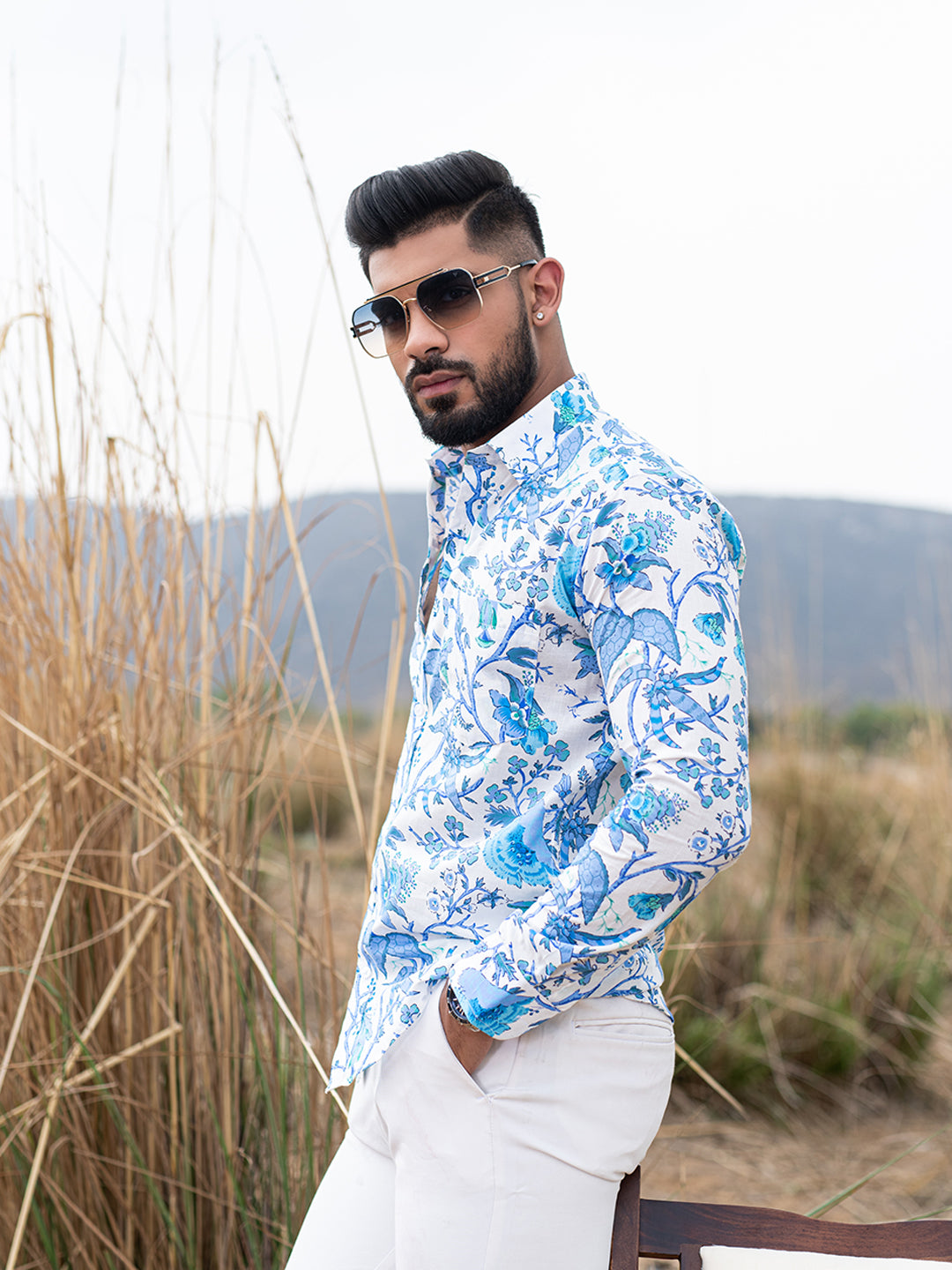 Blue Chintz Full Sleeves Cotton Printed Shirt