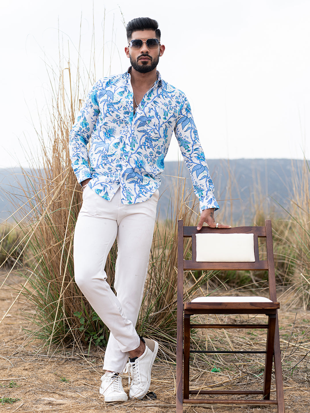 Blue Chintz Full Sleeves Cotton Printed Shirt