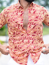 Maroon Paisley Printed Half Sleeve Crepe Shirt