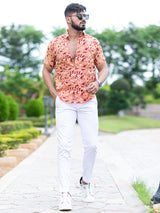 Maroon Paisley Printed Half Sleeve Crepe Shirt