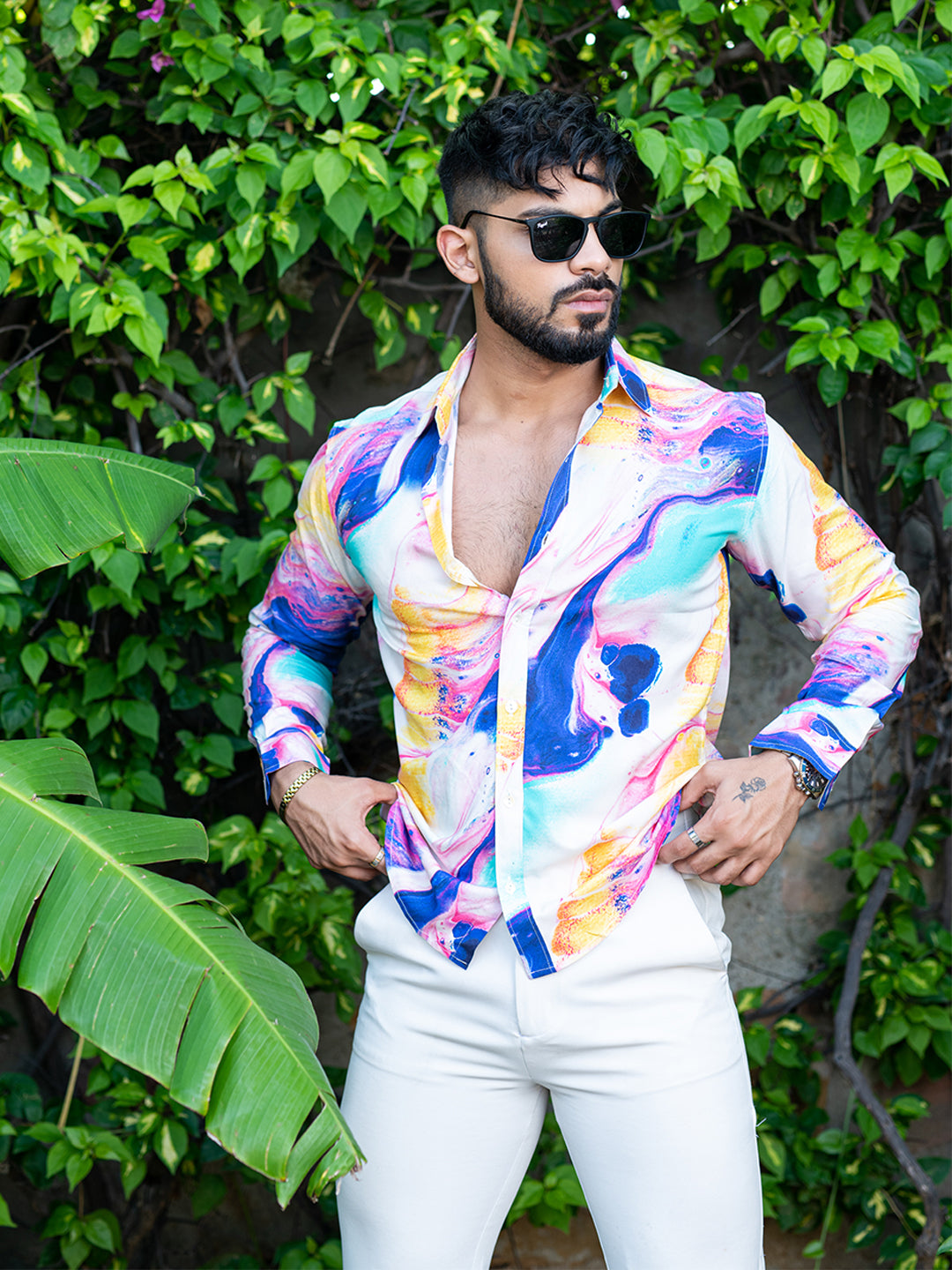 Multicolor Abstract Printed Full Sleeves Modal Shirt