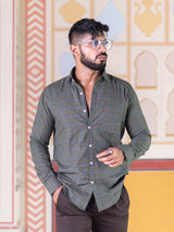 olive green check shirt