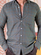 olive green check shirt