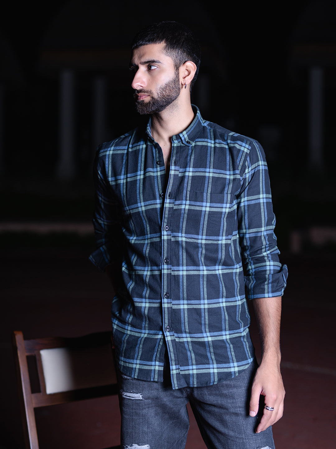 cotton check shirt for men