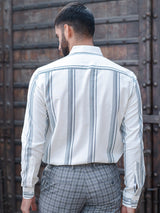 White Striped Full Sleeves Giza Cotton Shirt