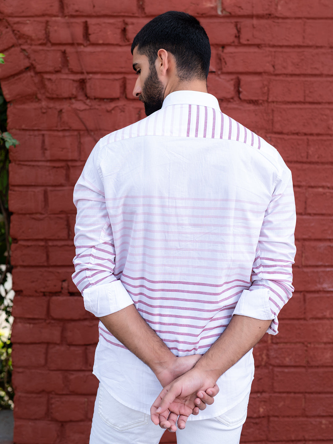 White Striped Full Sleeves Giza Cotton Shirt