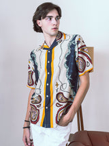 Boho Front-Back Printed Oversized Multicolor Crepe Shirt