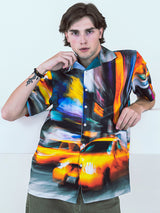 Abstract Printed Oversized Multicolor Crepe Shirt