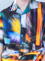 Abstract Printed Oversized Multicolor Crepe Shirt