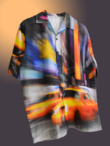 Abstract Printed Oversized Multicolor Crepe Shirt