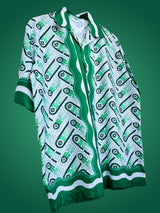 Abstract Printed Oversized Green Crepe Shirt