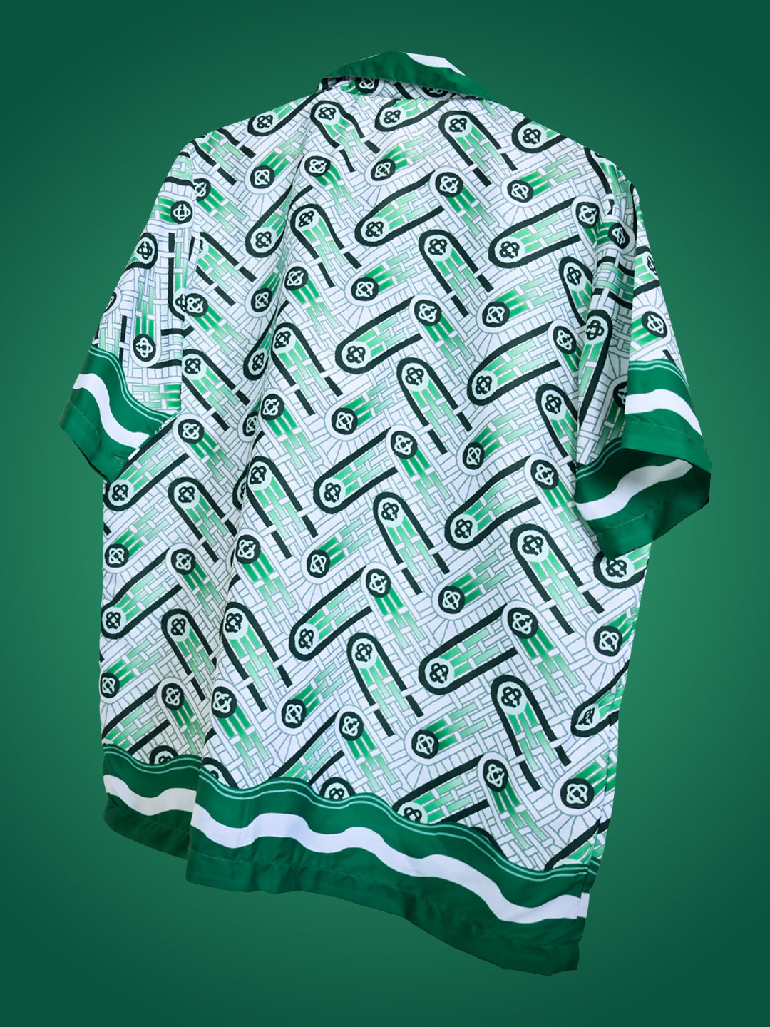 Abstract Printed Oversized Green Crepe Shirt