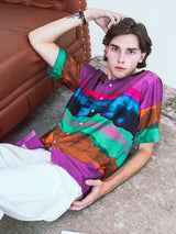 Abstract Printed Oversized Multicolor Crepe Shirt