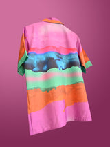 Abstract Printed Oversized Multicolor Crepe Shirt