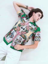 Ace-Joker Graphic Printed Oversized Multicolor Crepe Shirt