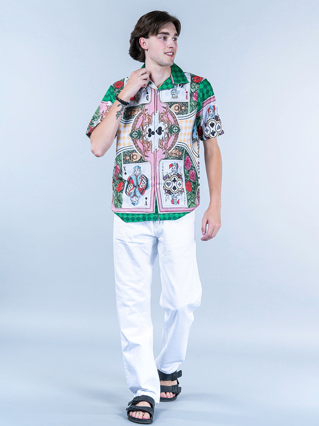 Ace-Joker Graphic Printed Oversized Multicolor Crepe Shirt