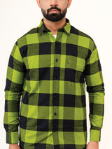 Green Checks Full Sleeves Giza Cotton Shirt