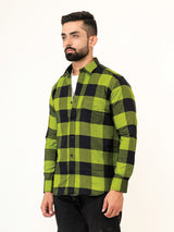 Green Checks Full Sleeves Giza Cotton Shirt