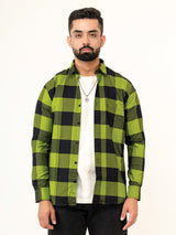 Green Checks Full Sleeves Giza Cotton Shirt