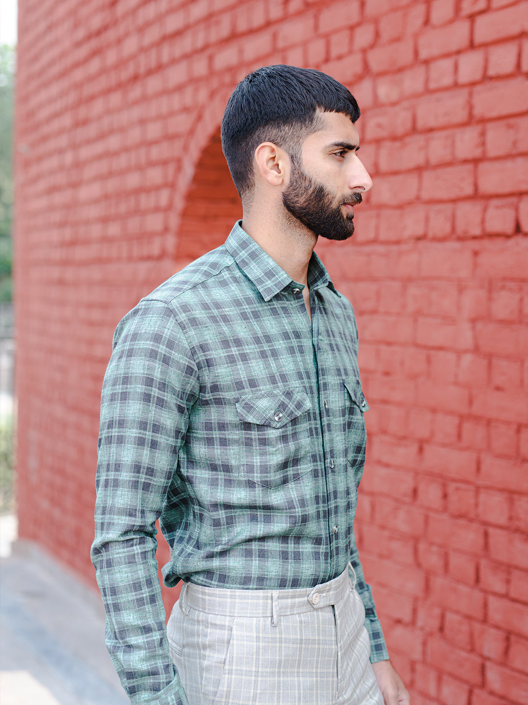 green check shirt