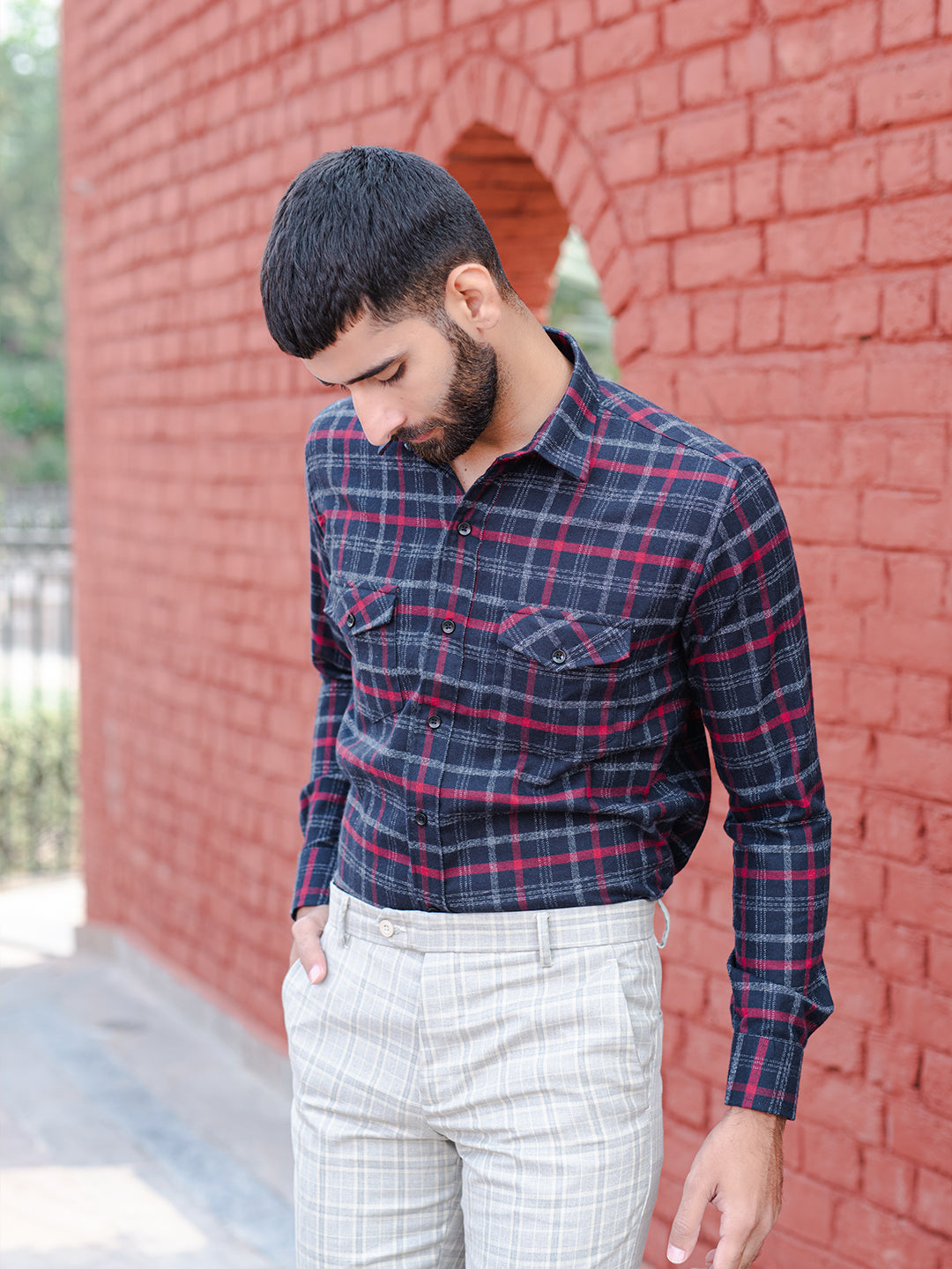  cotton check shirt for men