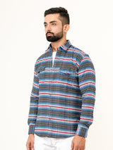 Multi Checks 2 Pockets Full Sleeves Combed Cotton Shirt