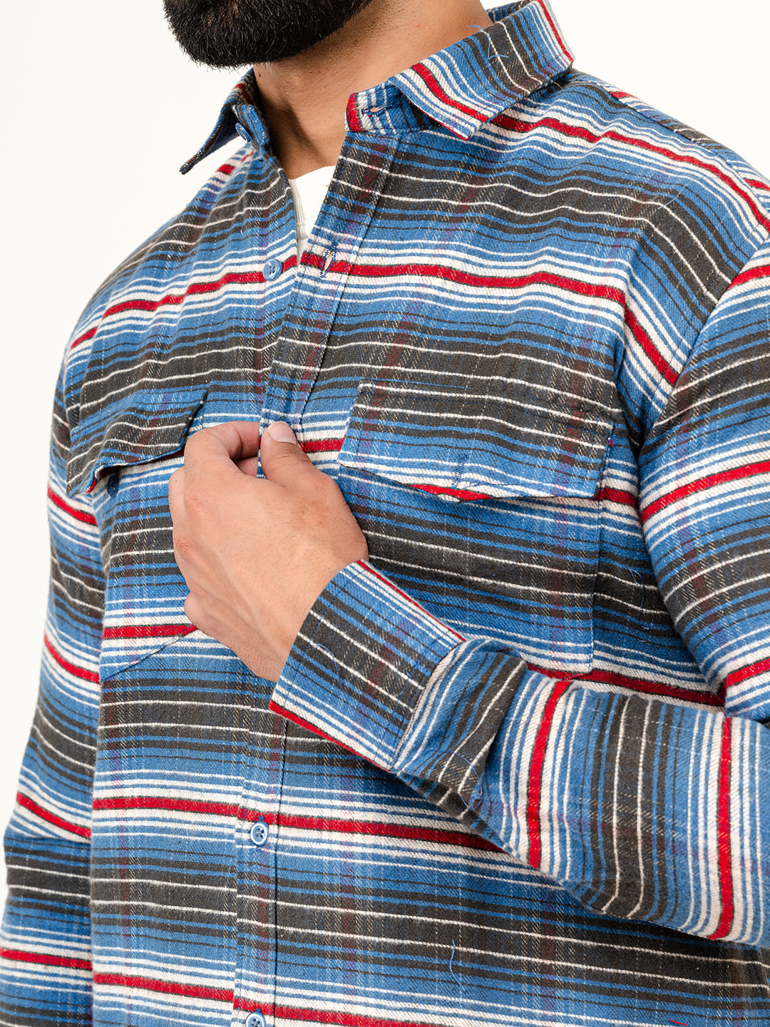 Multi Checks 2 Pockets Full Sleeves Combed Cotton Shirt