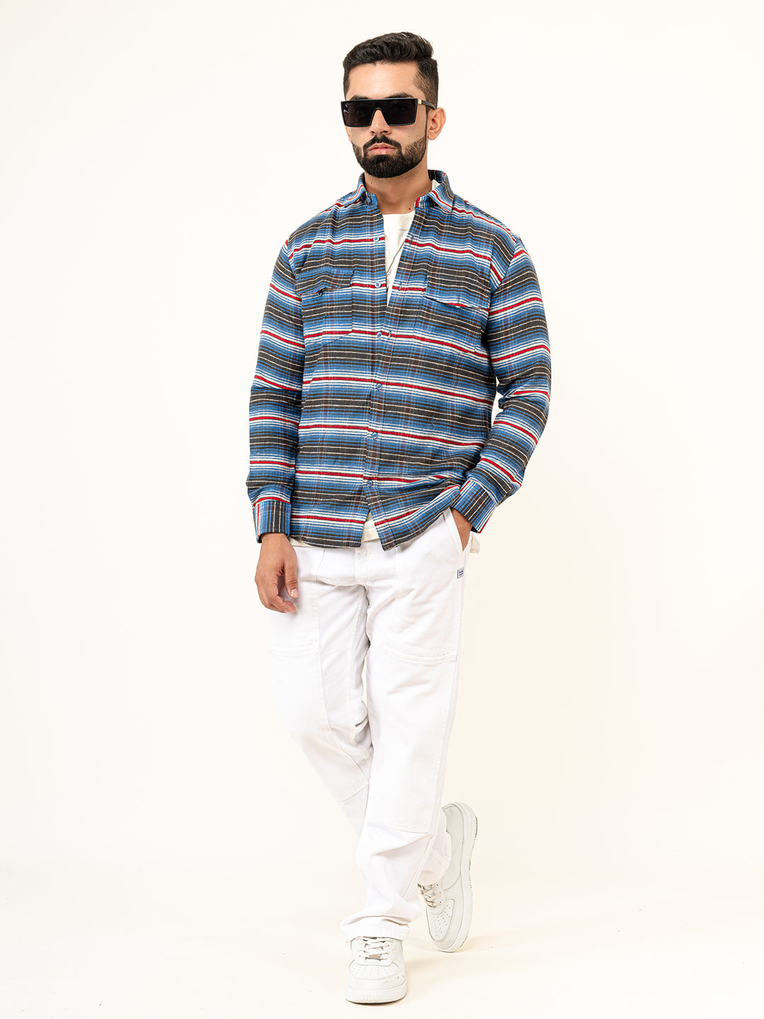 Multi Checks 2 Pockets Full Sleeves Combed Cotton Shirt