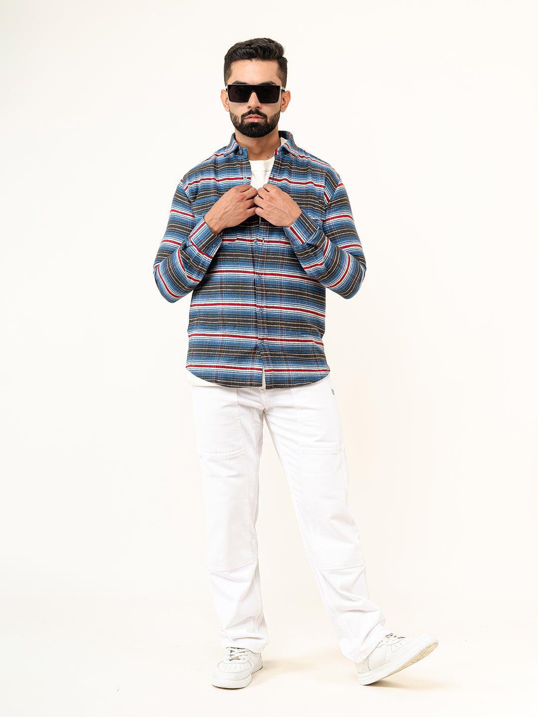 Multi Checks 2 Pockets Full Sleeves Combed Cotton Shirt