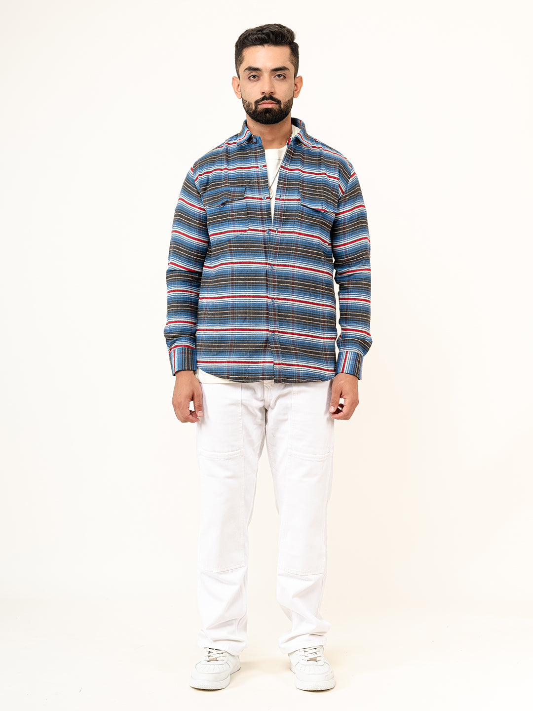 Multi Checks 2 Pockets Full Sleeves Combed Cotton Shirt