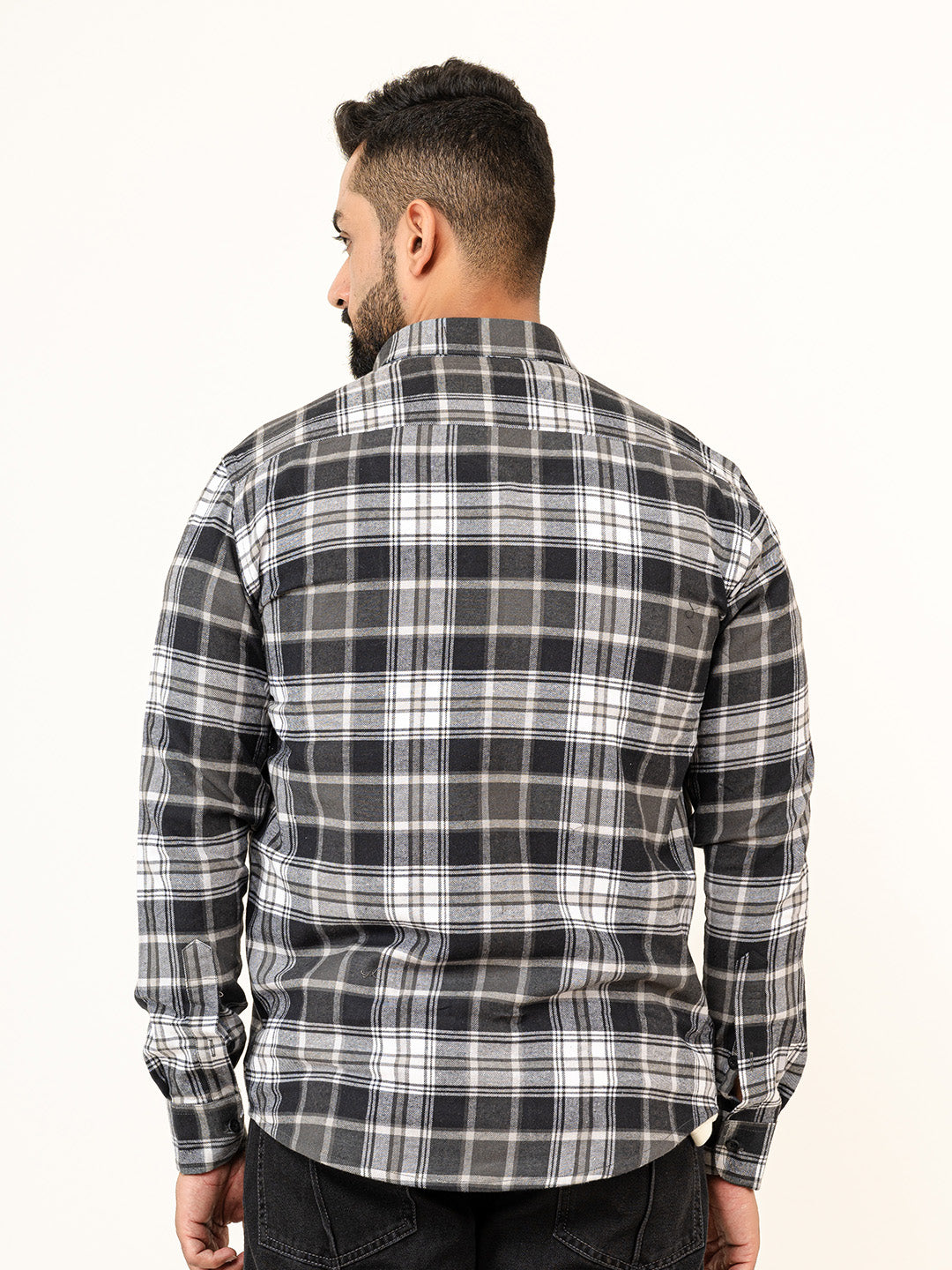 Black Checks 2 Pockets Full Sleeves Combed Cotton Shirt